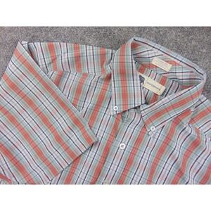 Onward Reserve Shirt Mens Large Performance Classic Fit Orange Blue Plaid
